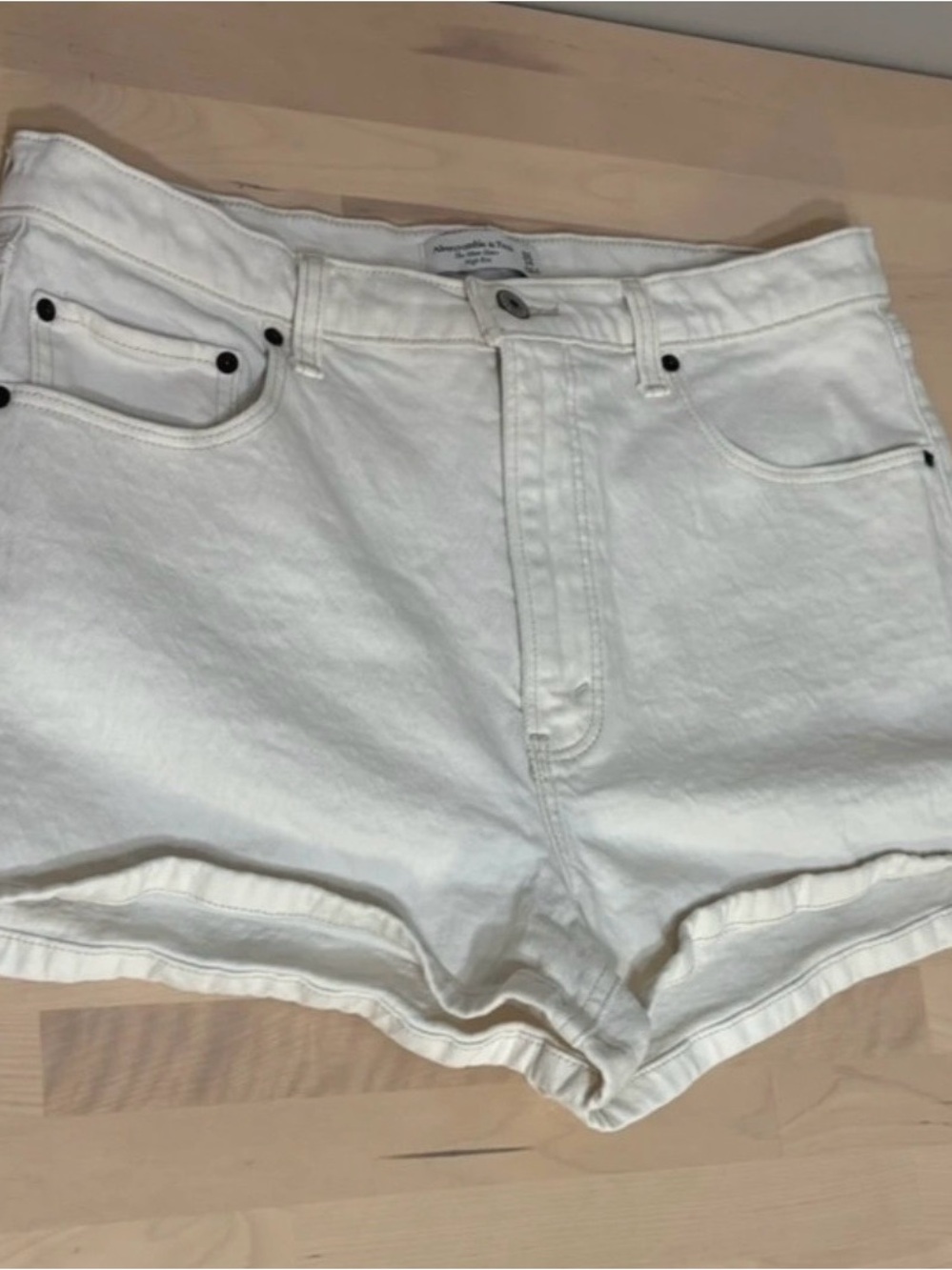 Abercrombie & Fitch White High-Rise Denim Shorts